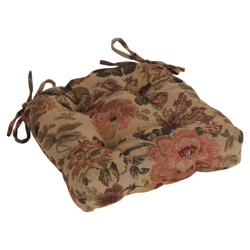 16-inch Rounded Back Woven Tapestry Tufted Chair Cushions (Set of 2 or 4) - 16 x 16