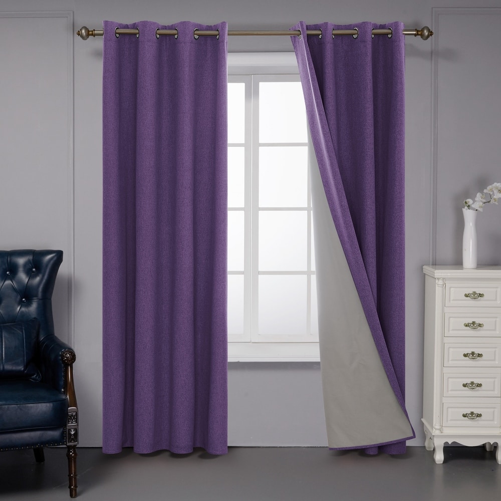 Deconovo Faux Linen Total Blackout with Coating Curtains (2 Panel)