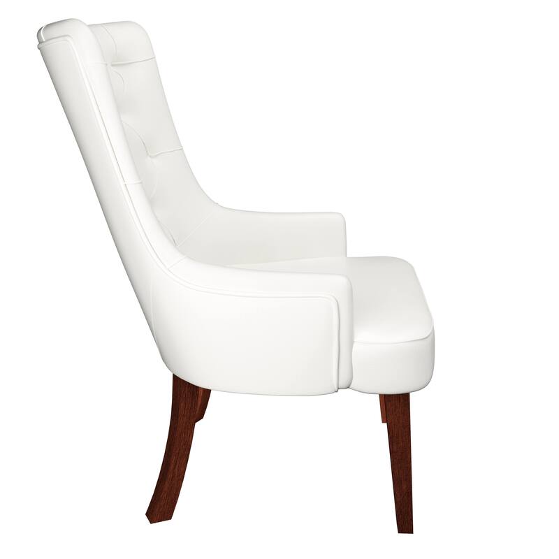 Dining Chair in Leather/Velvet Diamond-Tufted with Rubberwood Legs Set of 2