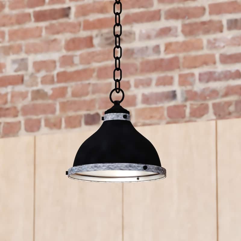 Sheffield 1L Dark Bronze and Gray Farmhouse Dome Pendant Light - New Bronze and Distressed Ash with Light Silver In - 10-in W x 12-in H x 10-in D