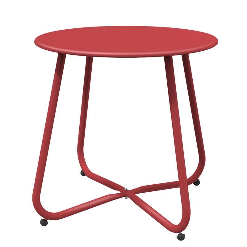 Outdoor Side Table, 18'' Small Round Side Table with Adjustable Fee