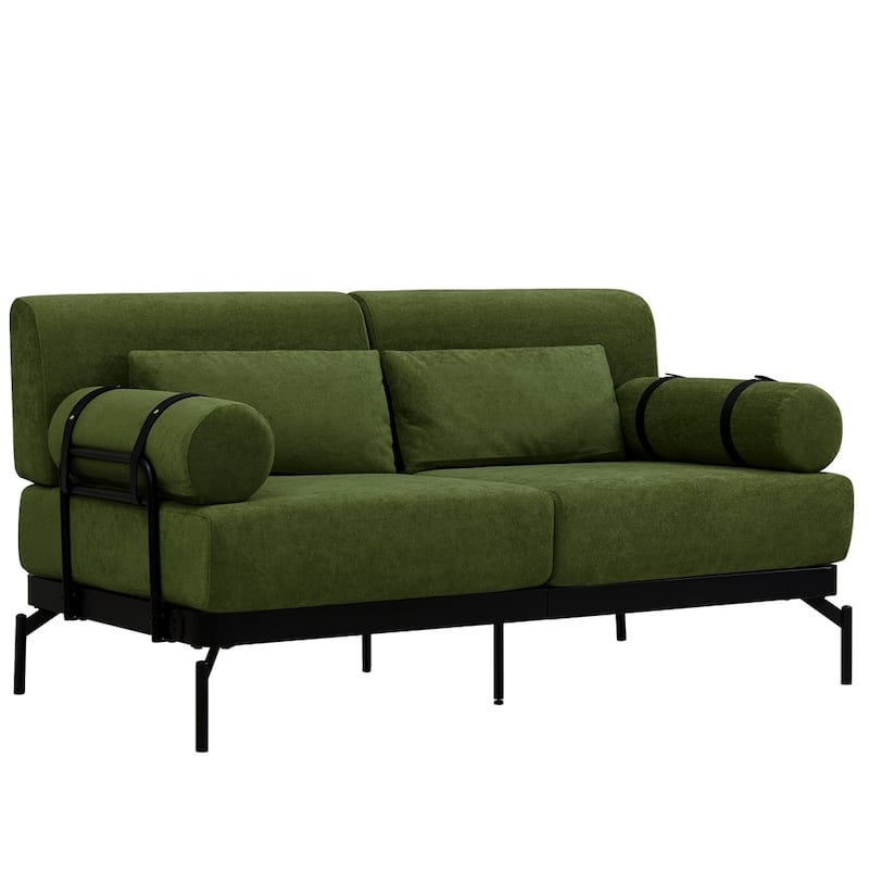 59 Inch Sofa Couch 2-Seater Sofa with Flexible USB Ports