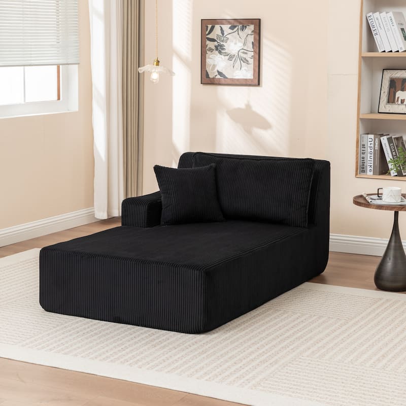 Oversized Chaise Lounge Chair, Upholstered Sofa Bed for Living Room, Corduroy Sleeper Couch Comfy Recliner Bedroom Reading Seat