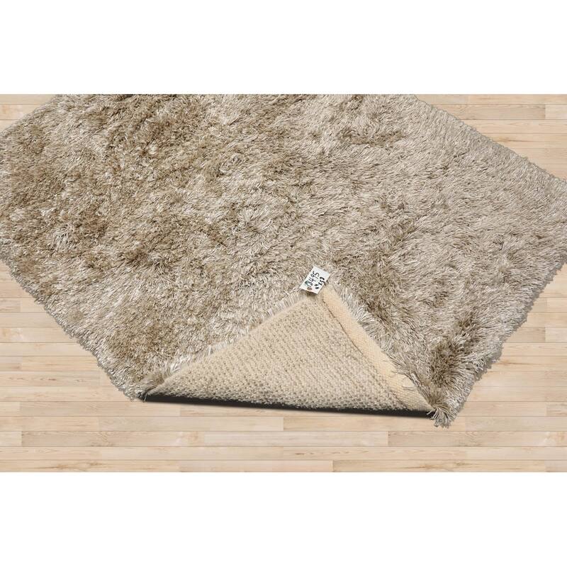 Hand Made Moss Shag Wool & Polypropylene Modern Oriental Area Rug - 4' 4'' x 5' 8''