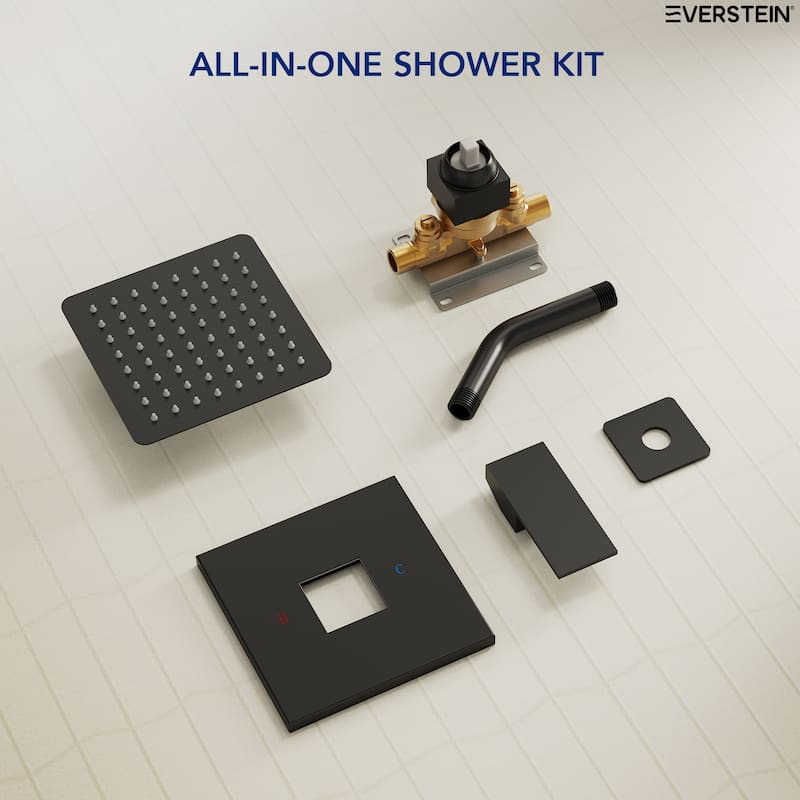 Stainless Steel Rainfall Shower Head, Single-Function Shower Faucet with Pressure-Balanced Valve