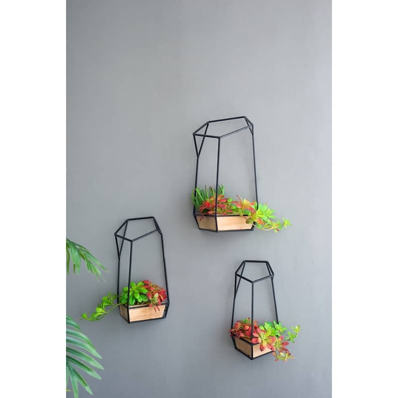 Set of 3 Felix Wall Planter, L:10x10x16.5" M:8.5x8.5x15.5" S:7x7x13.5"