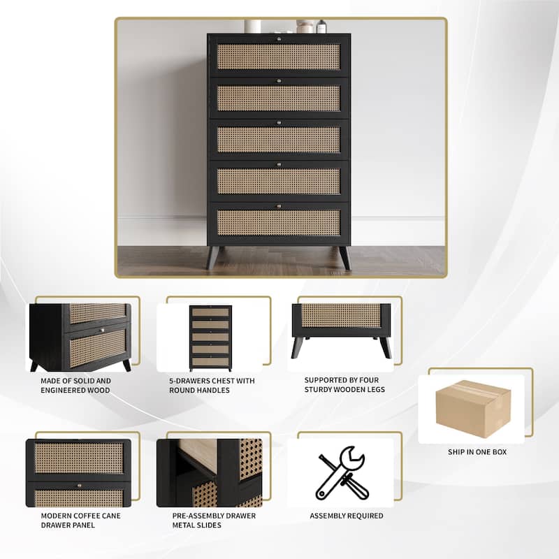 CraftPorch 4-pieces Mid-Century Modern Bedroom Set