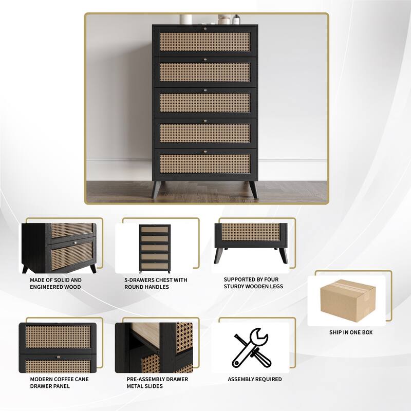 CraftPorch 5-pieces Mid-Century Modern Bedroom Set