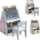 preview thumbnail 1 of 4, Wooden Kids Art Easel Double-Sided Toddler Table & Chair Set Grey