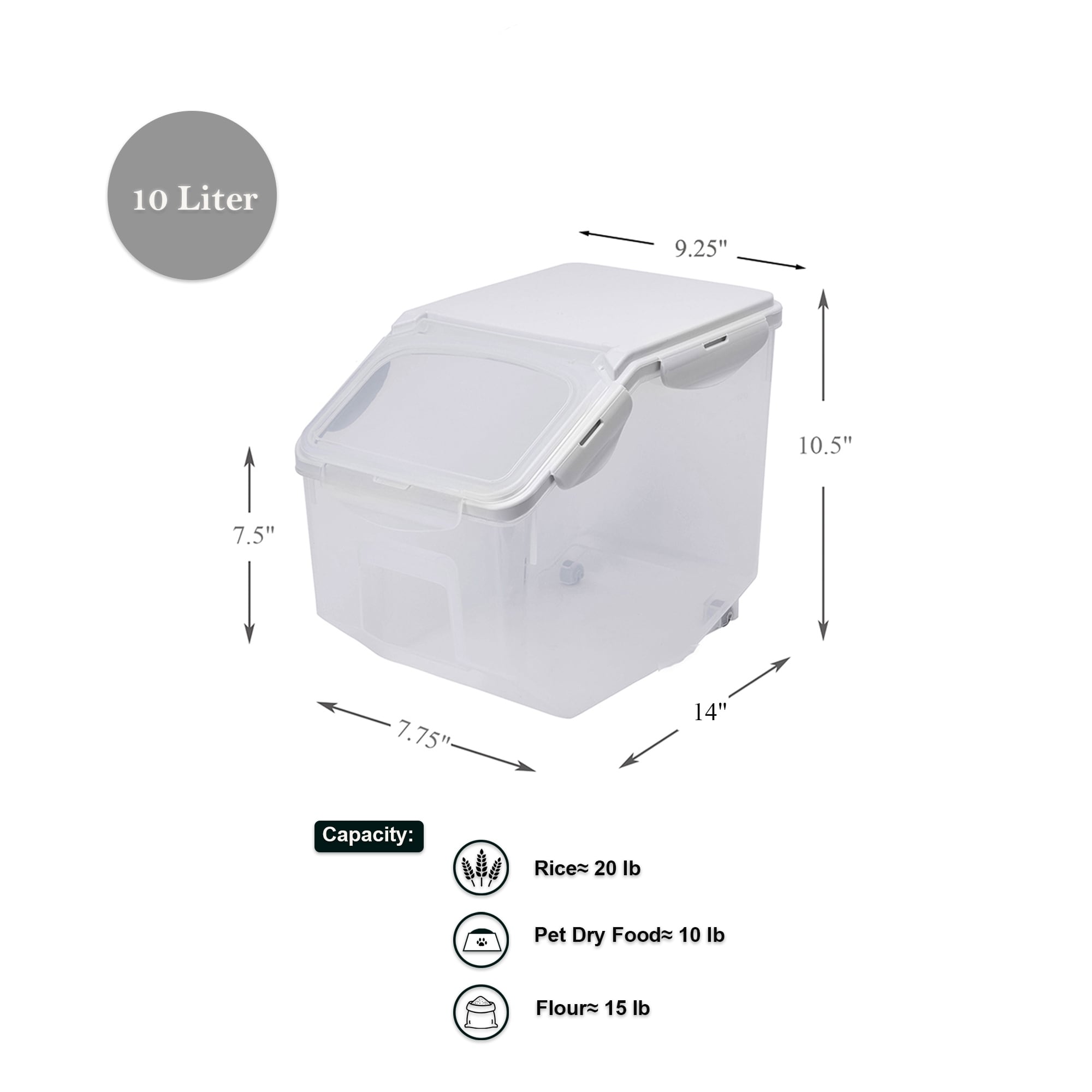 Large Airtight 20lb Rice Container, Food Storage Cereal Container