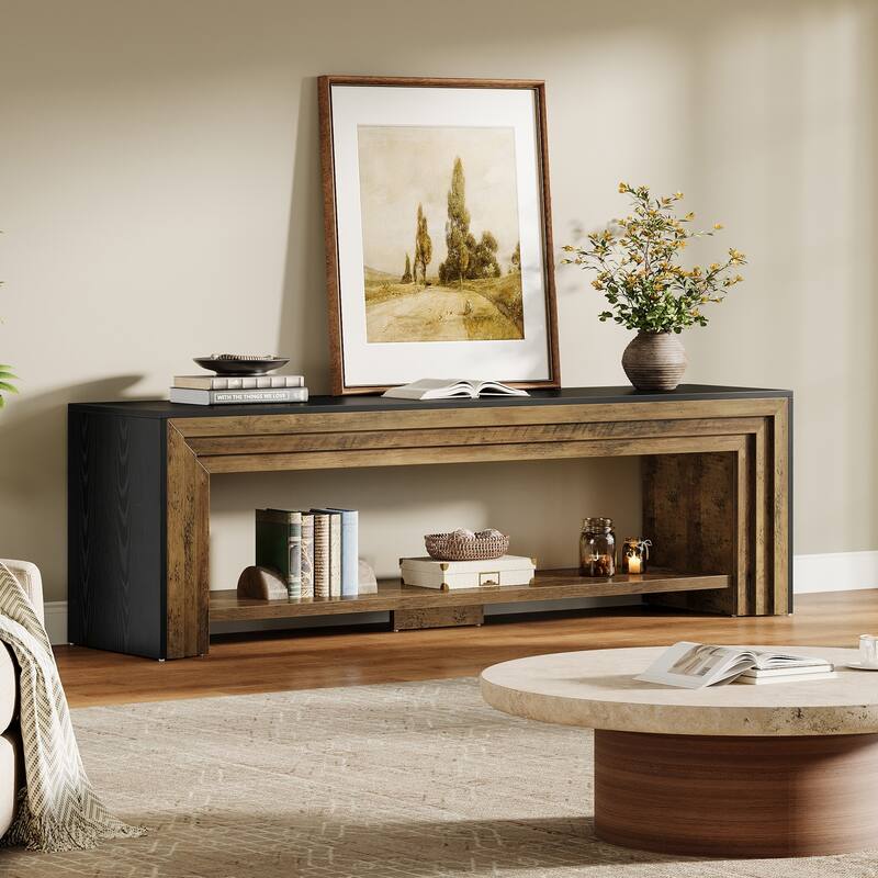 70" TV Stand for 65/75/80-Inch TVs, Farmhouse Entertainment Center - n/a