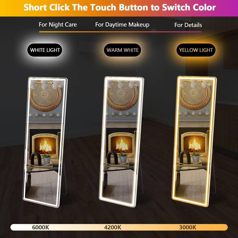 LED full-length mirror and adjustable touch sensor