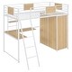 preview thumbnail 6 of 32, Twin Size Modern Loft Bed with Ladder and L-Shape Desk, Multifunctional Kids Teens Storage Bed Frame with Shelf and Wardrobe
