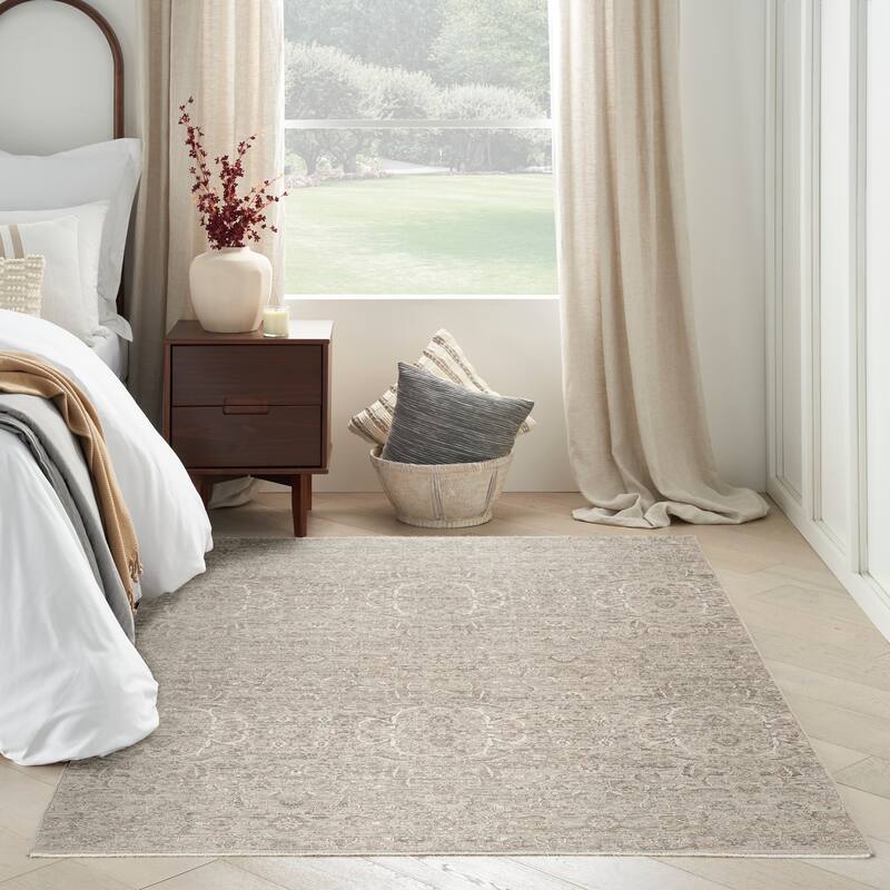 Nourison Shadows Indoor only Grey Persian Area Rug - 5' 3" x 7' 3" - Grey - Rectangle