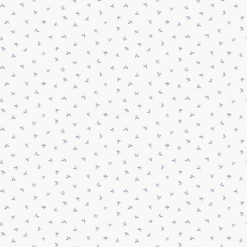 Galerie Wallcoverings Miniatures 3 Collection Mini Leaf Toss Matte Finish Vinyl on Non-woven Wallpaper Roll - 33-feet long x 21-inches wide - Blue