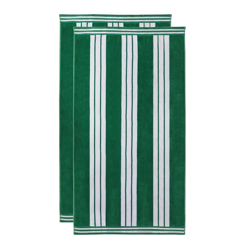 Superior Striped Large Oversized Cotton Beach Towel - Set of 2