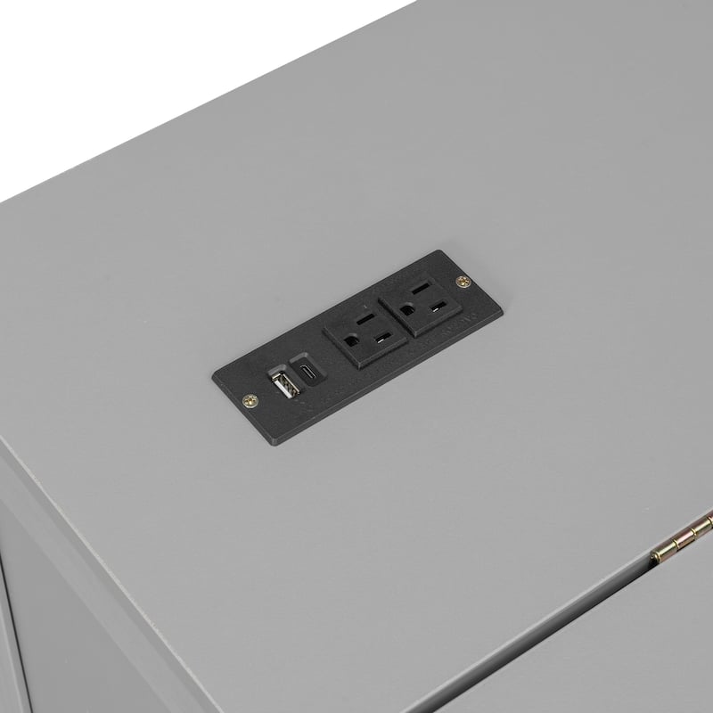 Queen Size Convertible Cabinet Bed with USB Ports by Harper&Bright Designs