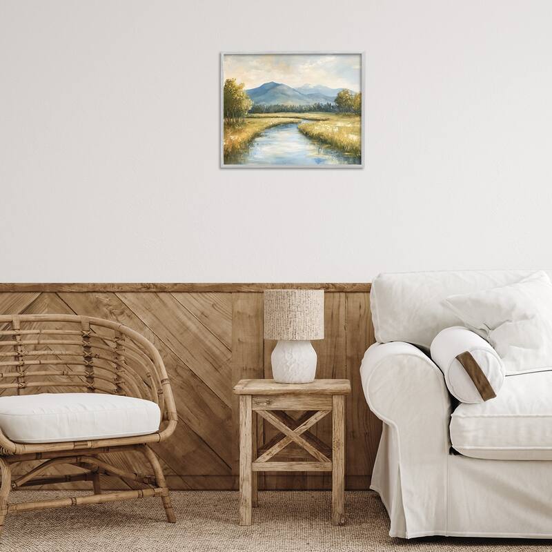 Stupell River Bend with Tall Grass Framed Giclee Art Design By Petal Prints Design