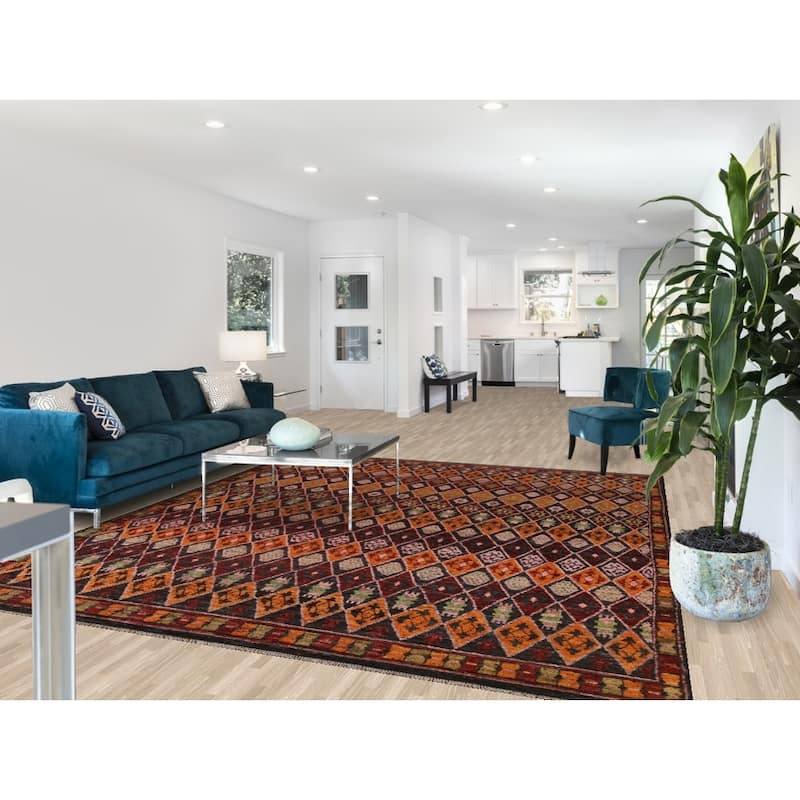 Trellis Moroccan Tribal Wool Area Rug Hand-knotted Living Room Carpet - 8'6" x 10'0"