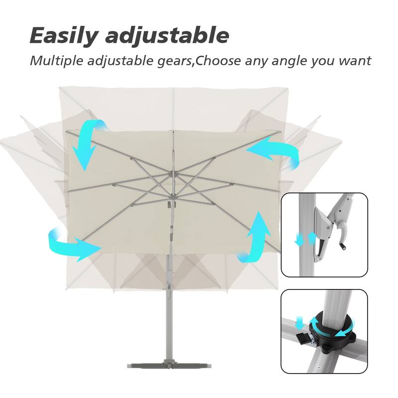 10 ft Aluminum Crank-lift Cantilever Patio Umbrella