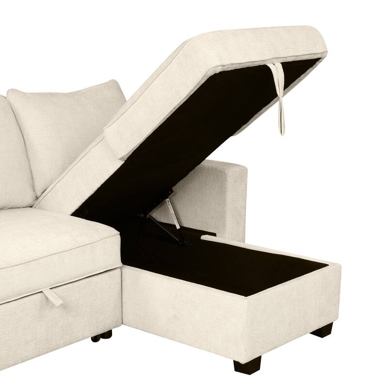 MERAX L-Shaped Couch Convertible Sofa Bed with Storage Chaise