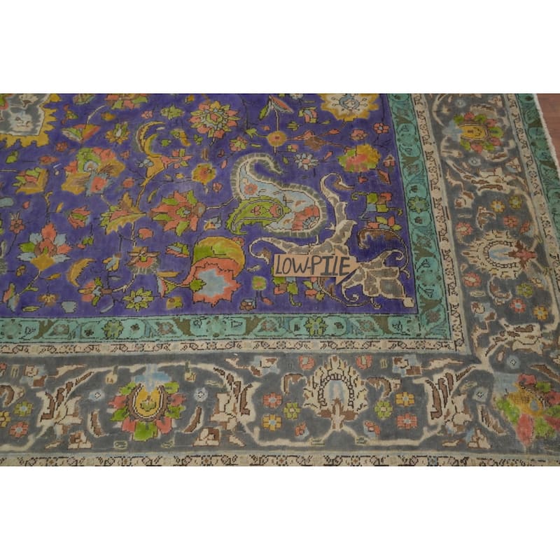 Hand Knotted Oriental 100% Wool Carpet Traditional Floral Purples Tabriz Area Rug - 12' 8'' X 9' 8''