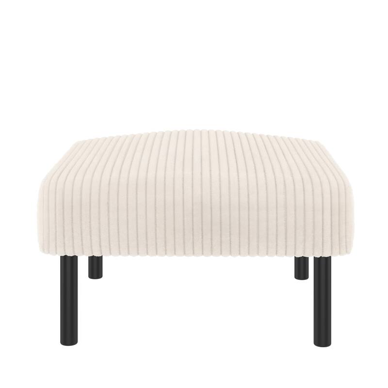 Small Ottoman Footstool with Legs, Corduroy Fabric Ottoman Foot Stool with Soft Padded seat