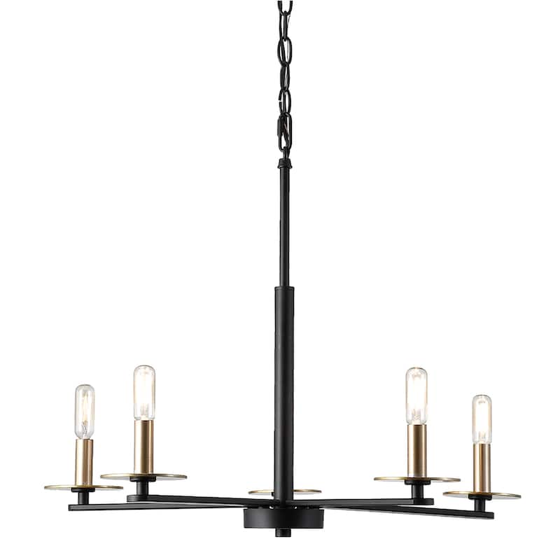 Modern Farmhouse 5-Light Black Candles Chandelier with Adjustable ...