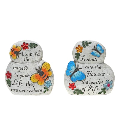 IH Casa Decor Garden Stacking Stones Inspirational Asstd - Set of 2