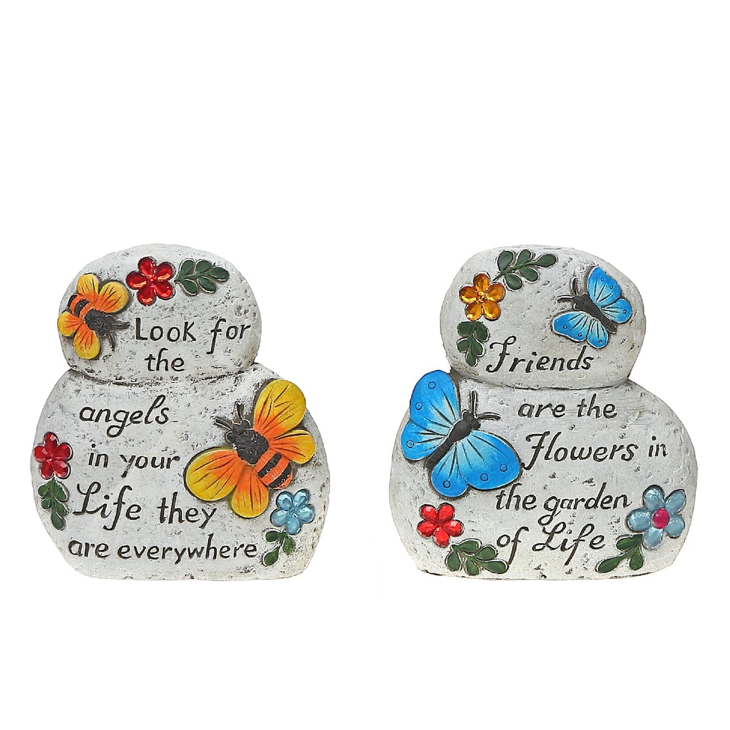 IH Casa Decor Garden Stacking Stones Inspirational Asstd - Set of 2