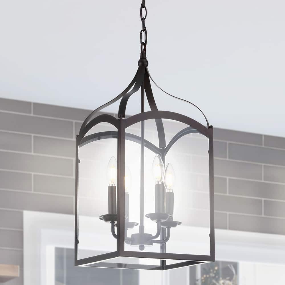 Ruth 11" 4-light Lantern Metal/Glass LED Pendant by JONATHAN Y