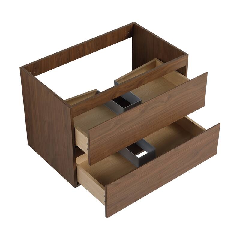 30" Wall-Mounted Bathroom Vanity w/Ceramic Sink,2-Soft Close Drawers