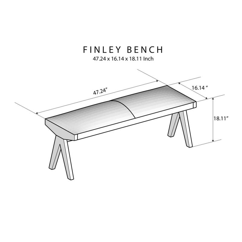 GDFStudio - Chad Modern Mid-Century 47.5" Genuine Leather Bench with Solid Wood Frame - 16.1"W