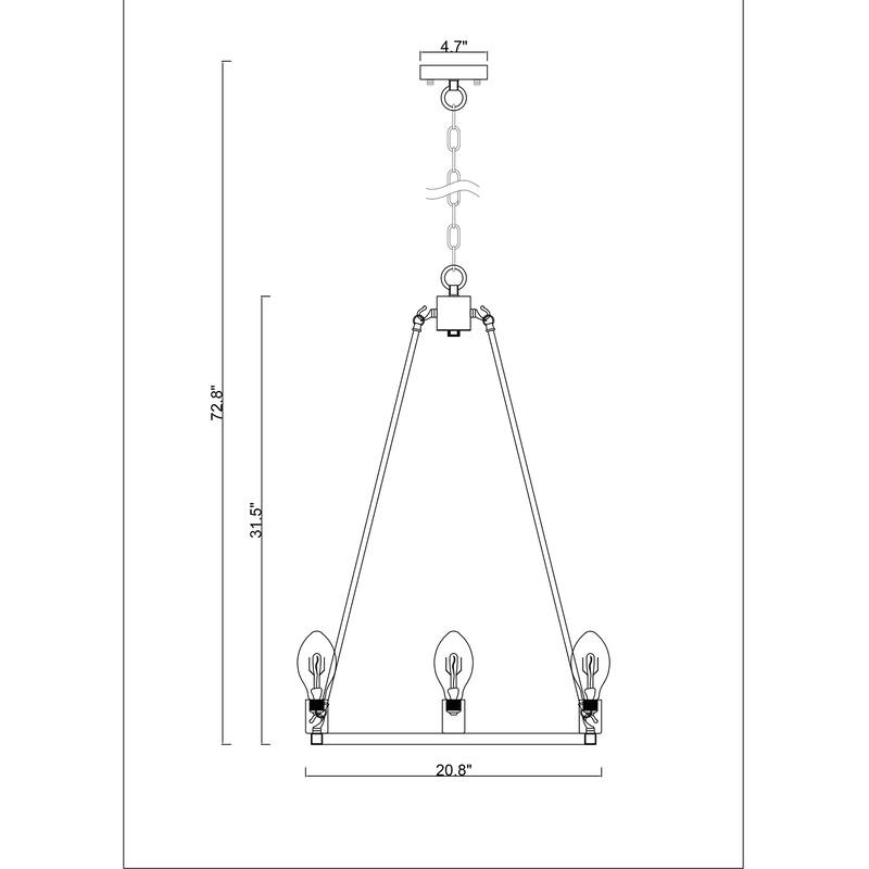 Matte Black 8-Light Suspended Square Frame Chandelier