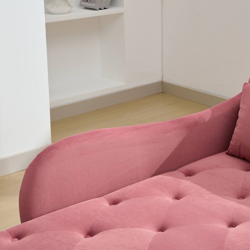 Velvet Chaise Lounge with a Storage Function, Tufted Cushions & Nailheads