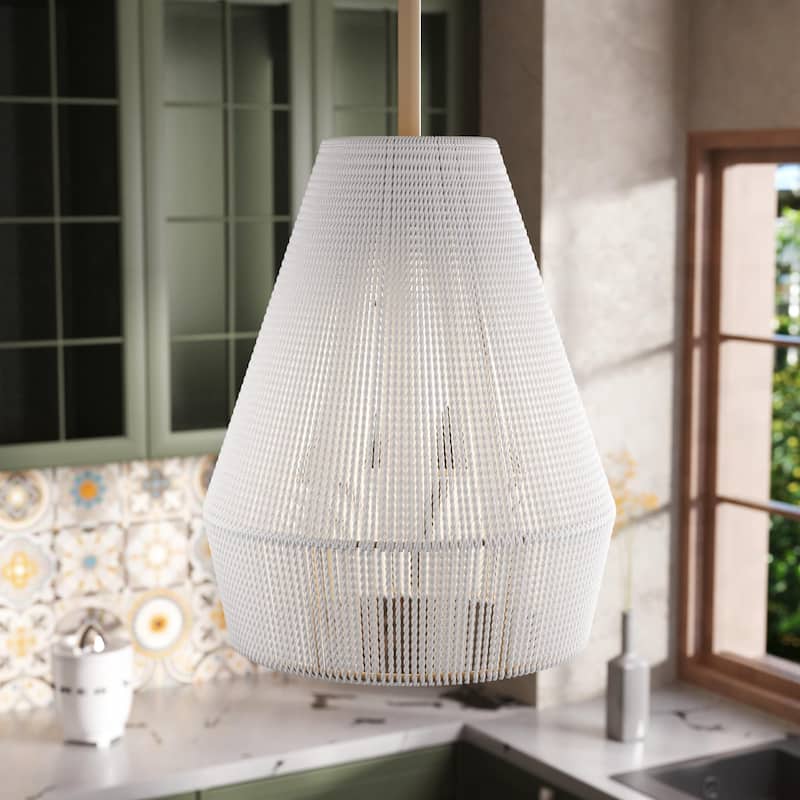 Acroma 1-light Farmhouse Coastal Boho Rattan Kitchen Island Pendant - 10'' D * 62'' H