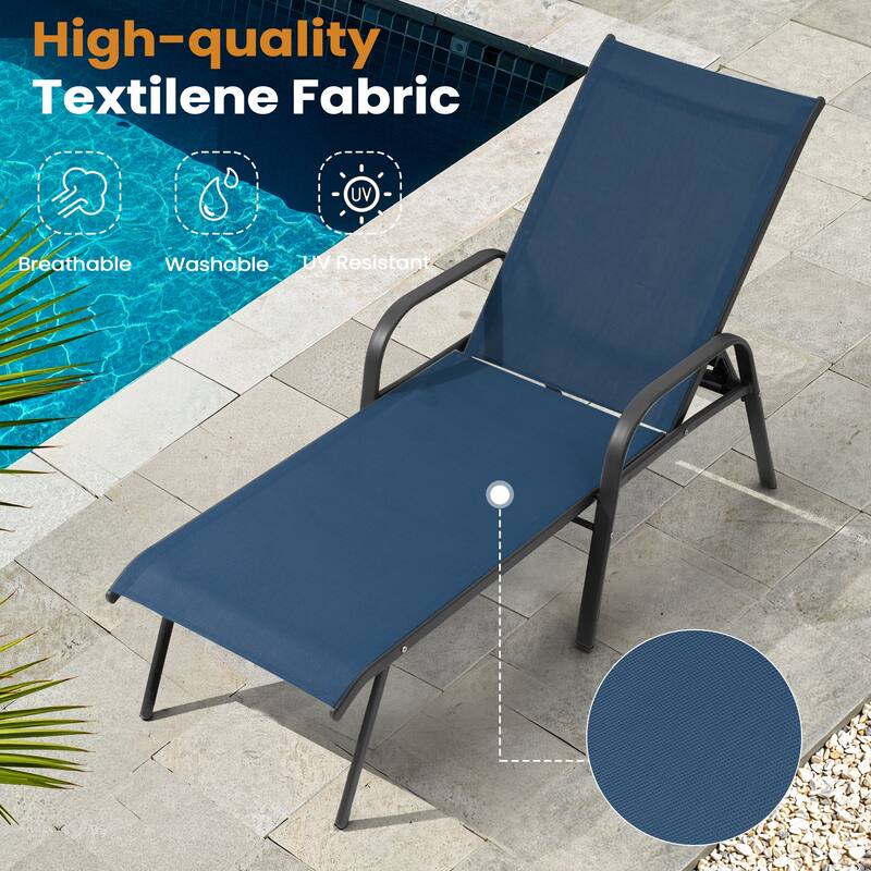 VredHom Outdoor Patio Adjustable Chaise Lounges Chairs