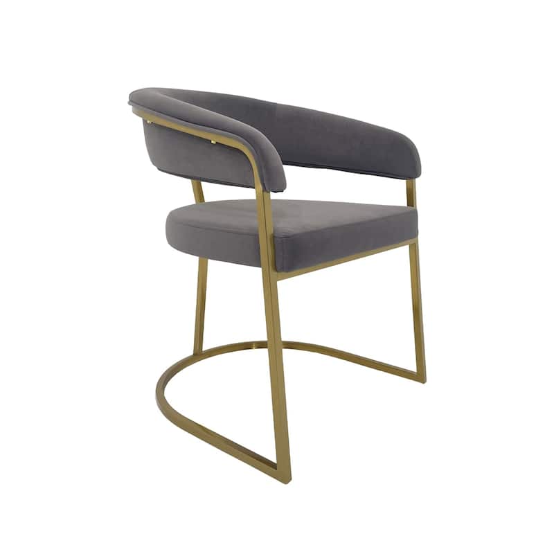 Dining Chair with Velvet Cushion and Matte Gold Legs