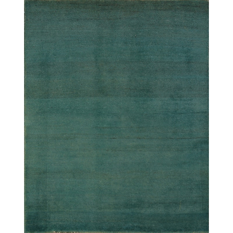 Hand Knotted Oriental 100% Wool Carpet Modern Stripe Green Gabbeh Area Rug - 4' 5'' X 3' 4''