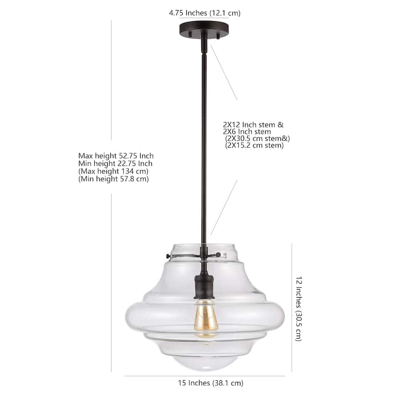 SAFAVIEH Lighting Kyrah Oil Rubbed Bronze Led Adjustable Pendant - 15" W x 15" L x 20.5-50.5" H
