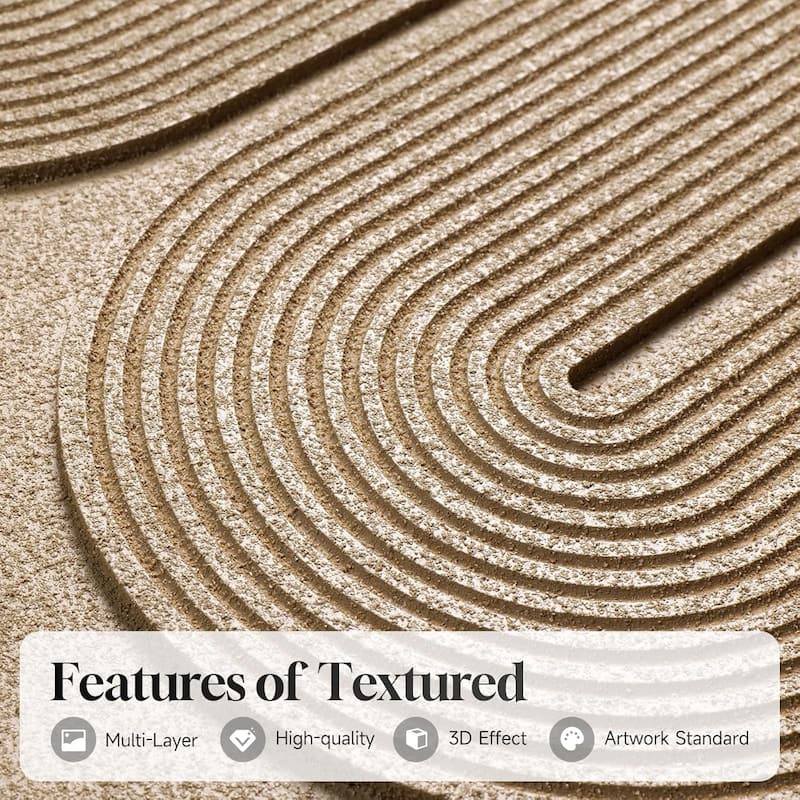 Large 3D Textured Framed Boho Neutral Abstract Wall Art