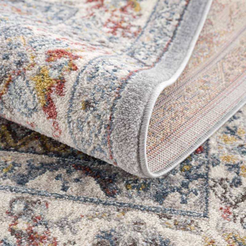 Hauteloom Haymond Hallway, Kitchen Runner Rug - Brick Red, Charcoal, Cream - 2'7" x 10'