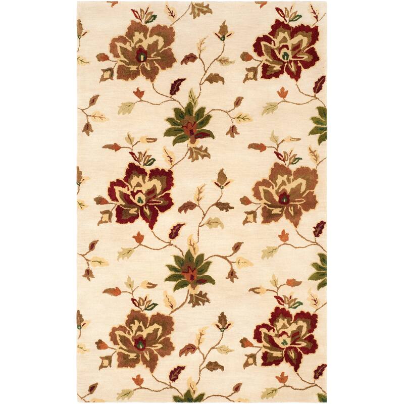 SAFAVIEH Handmade Jardin Sigurdis Country Floral Wool Rug - 5' x 8' - Ivory/Multi