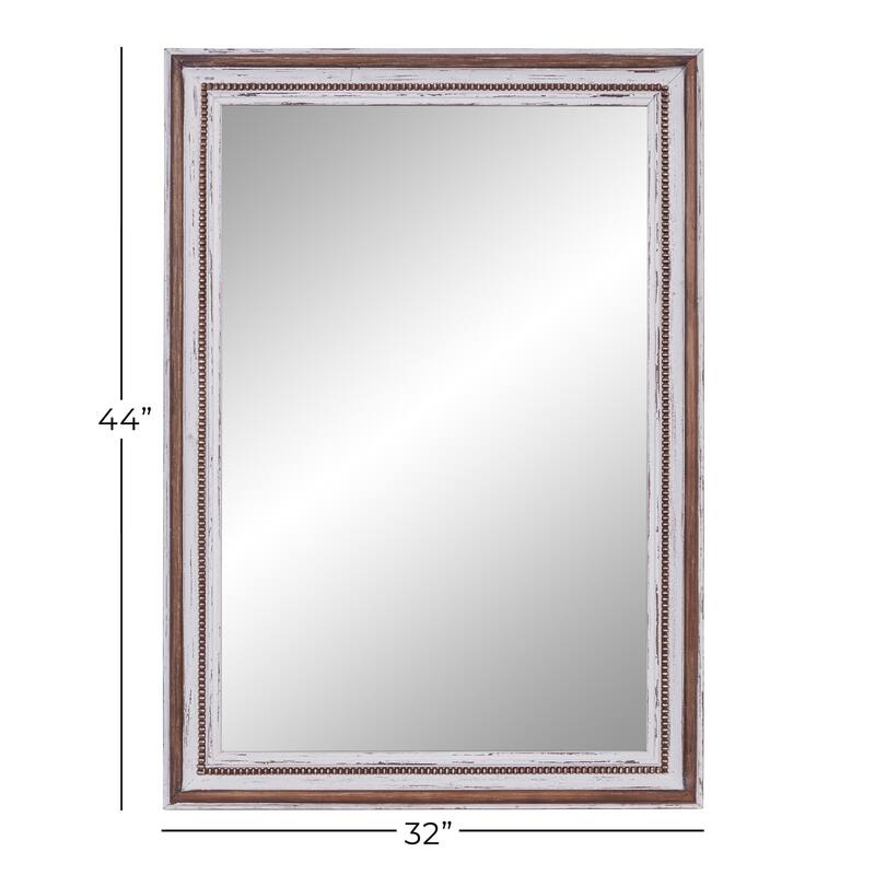 Wood Wall Mirror with Beading Accents - Brown - Roche River Decor