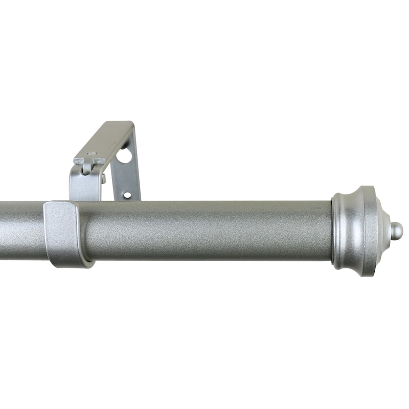 Meriville 1-Inch Diameter Linder Single Window Curtain Rod - Pewter - 84"-120"