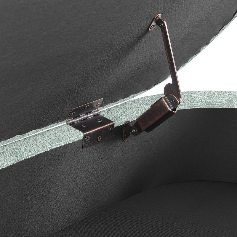 Roomfitters Oval Upholstered Storage Ottoman Bench with Rubber Wood Legs, Modern Entryway or Bedroom Seat