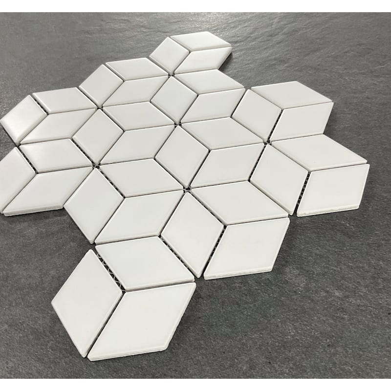 Porcelain Mosaic Tiles - Rhombus Wall and Floor Tiles - Case (20 Sheets)