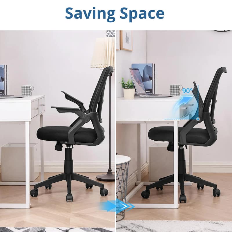 VECELO Translucent Mesh Office Chair with 360° Swivel Adjustable Height 90° Lifting Armrests for Home Office & Gaming Chair