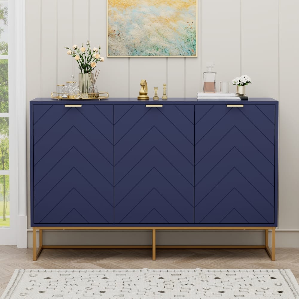 3 Doors Sideboard Buffet Cabinet with Storage Adjustable Shelf