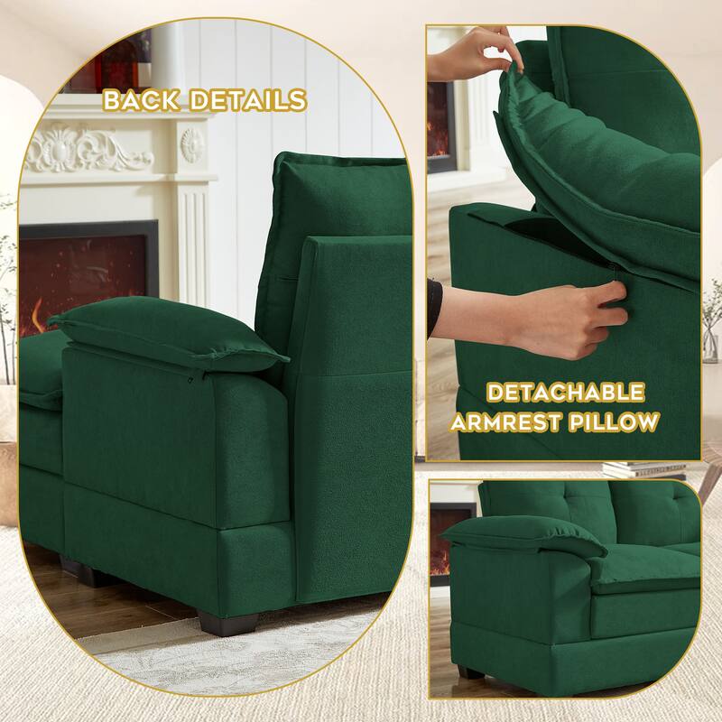 3-Piece Living Room Sectional Sofa Set with Chair and Ottoman